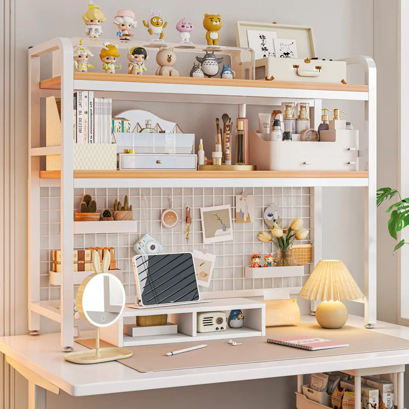 Multi-Layer Desktop Bookshelf with Wrought Iron Frame