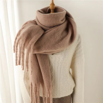 Cashmere Pashmina Scarf for Women – Warm Solid Blanket Wrap with Tassels