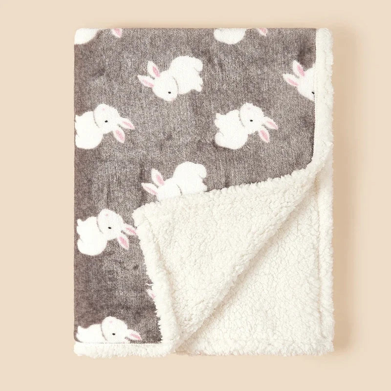 Baby Blanket Sherpa Fleece - Soft Animal Print Swaddle Wrap