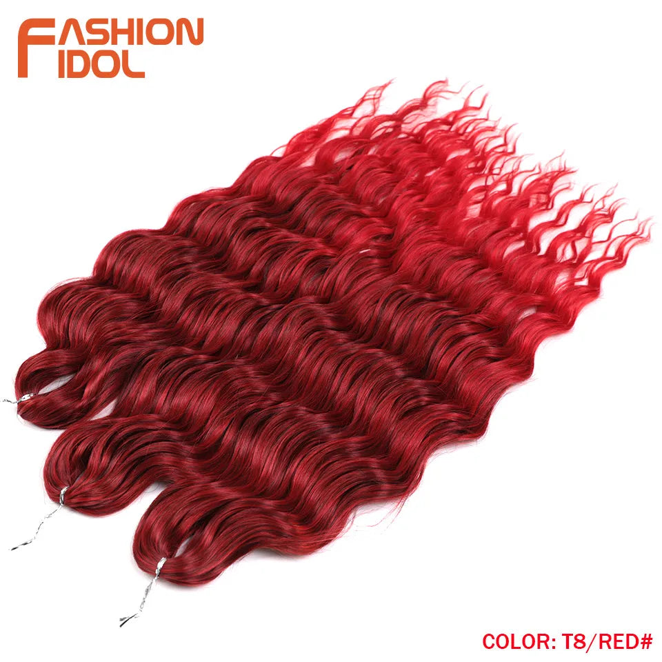 Deep Wave Braiding Hair Extensions 24 Inch – Synthetic Water Wave Crochet Hair