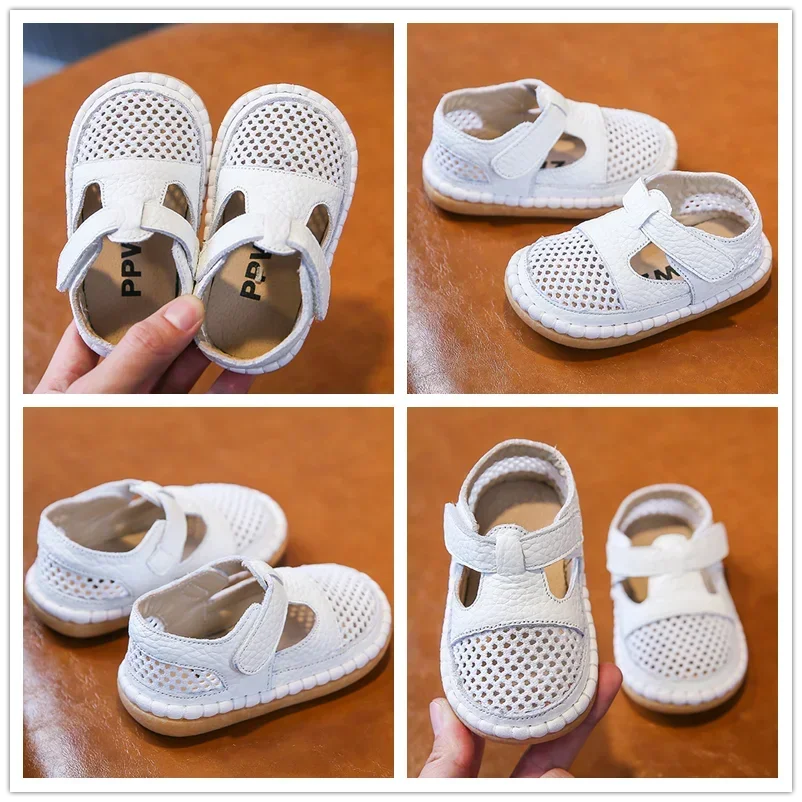Genuine Leather Baby Sandals Soft Sole Anti-Collision Toddler Shoes