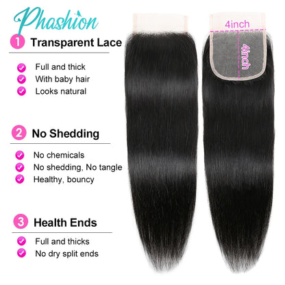 Straight Lace Closure 4x4 & 5x5 – Human Hair, Pre-Plucked