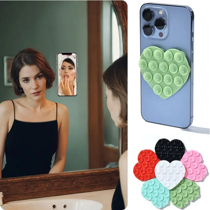 Heart-Shape Suction Cup Phone Holder – Silicone Grip Pad