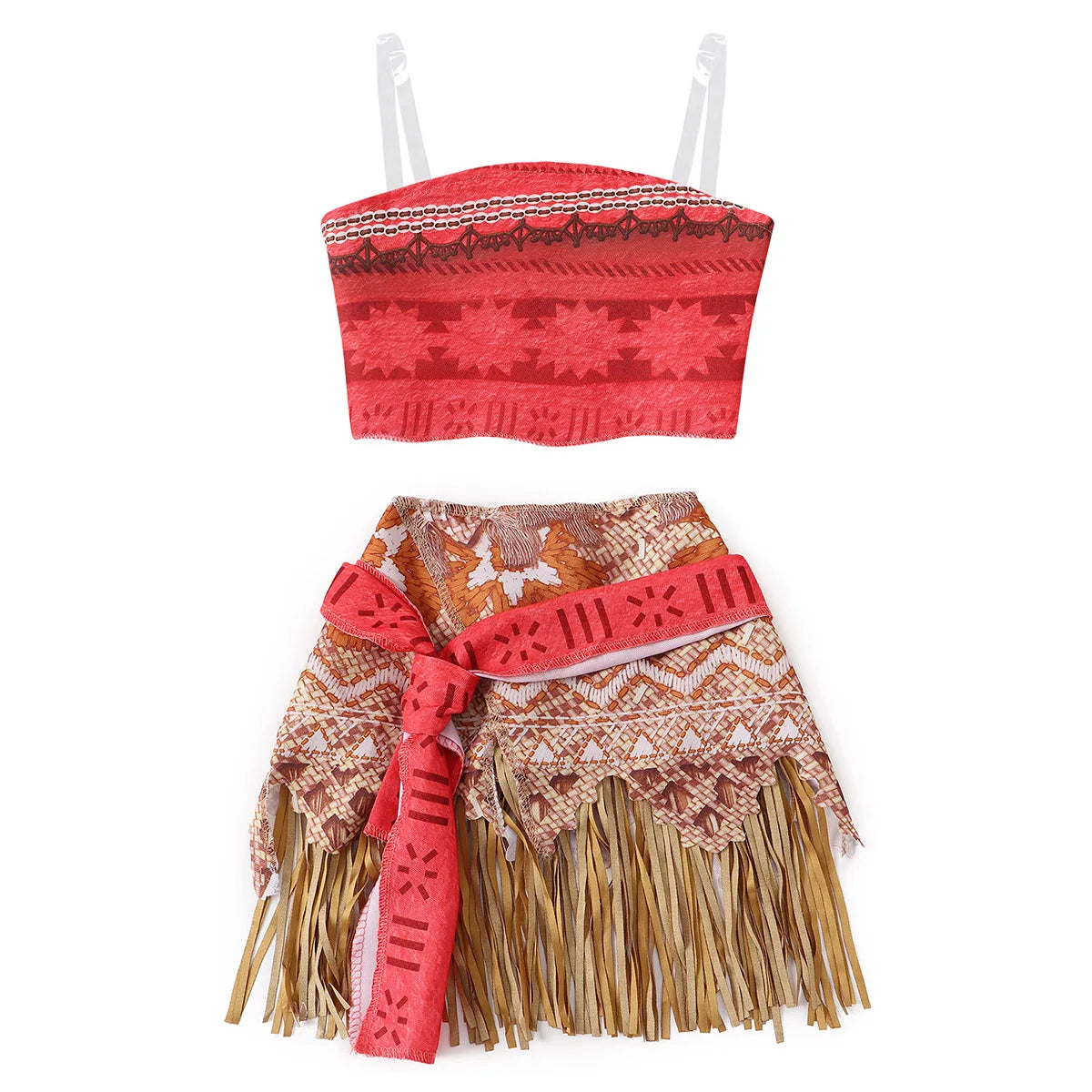 Moana Girls Costume Polynesian Princess Two-Piece Dress Up Set