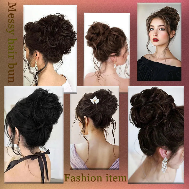 Claw Clip Messy Bun Hair Piece Curly Wavy Synthetic Updo Extension