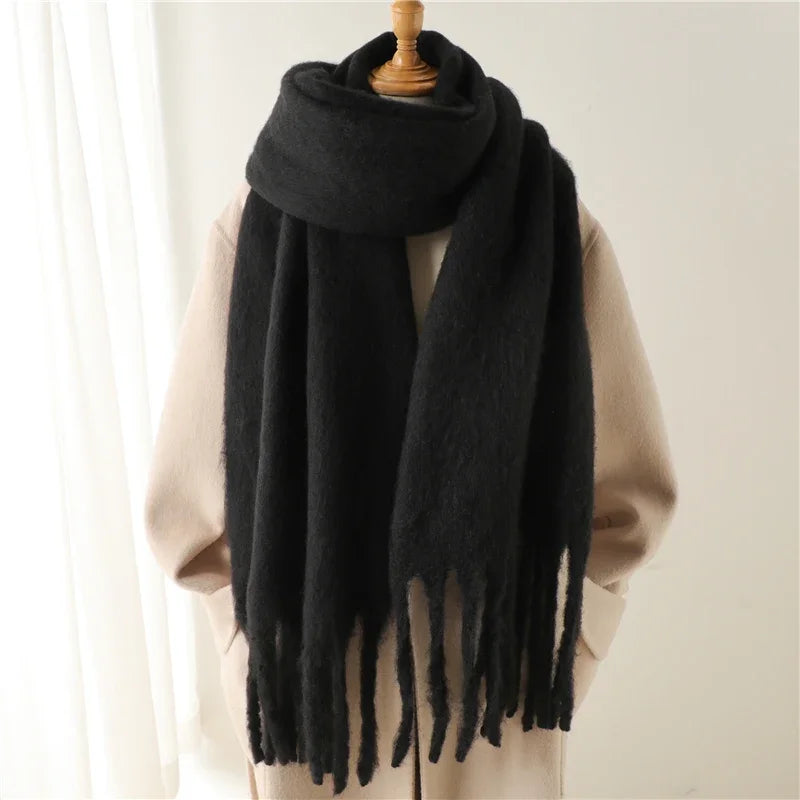 Cashmere Winter Scarf for Women – Thick Soft Pashmina Wrap with Tassels