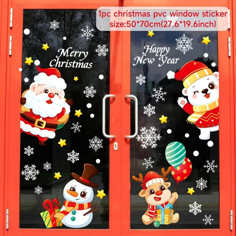 Christmas Window Wall Stickers – Festive PVC Decals
