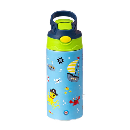 Kids Cartoon Insulated Water Bottle with Straw – 12oz Stainless Steel