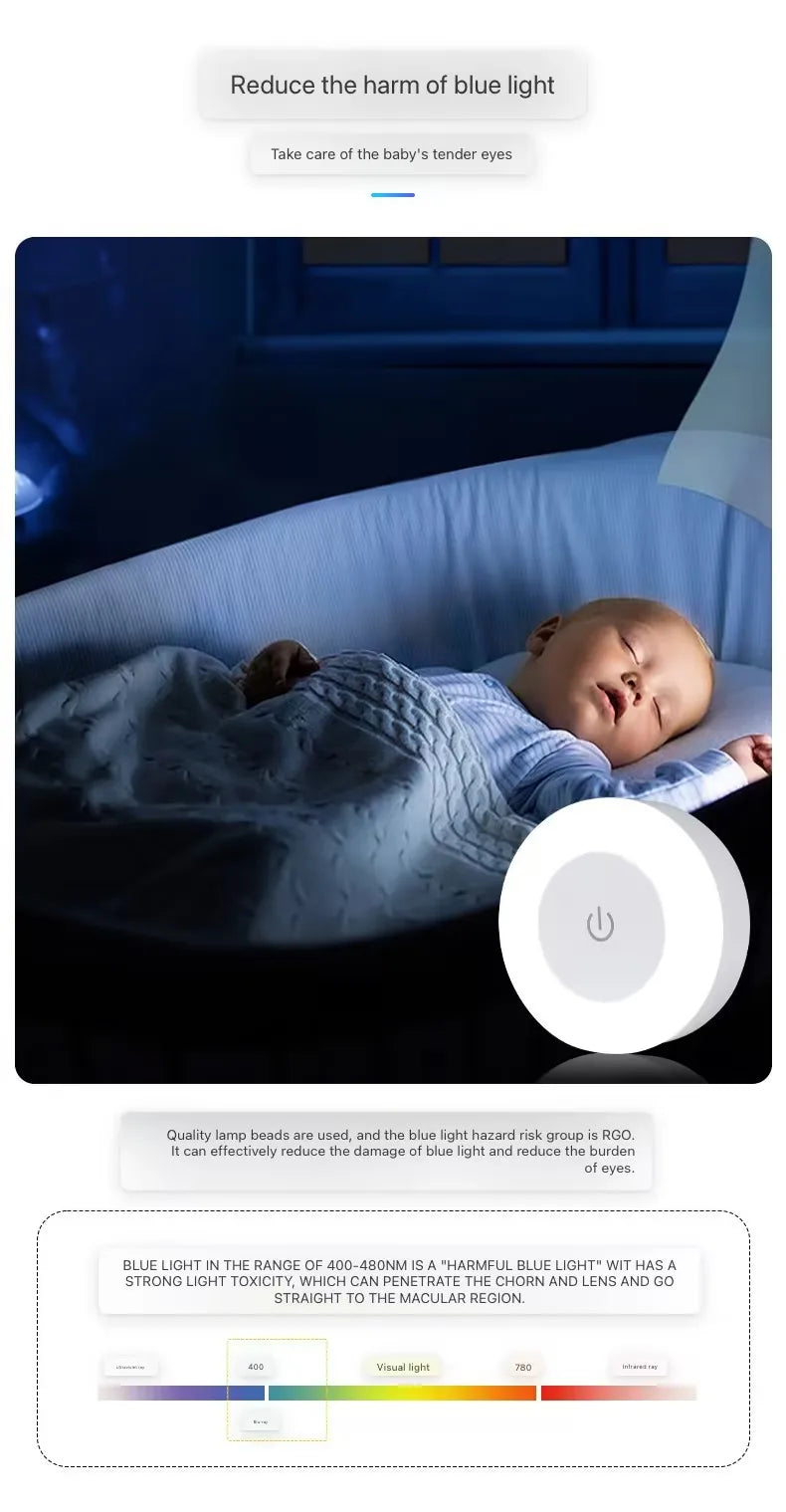 LED Touch Night Light USB Rechargeable – Magnetic Wall Light for Bedroom & Hallway