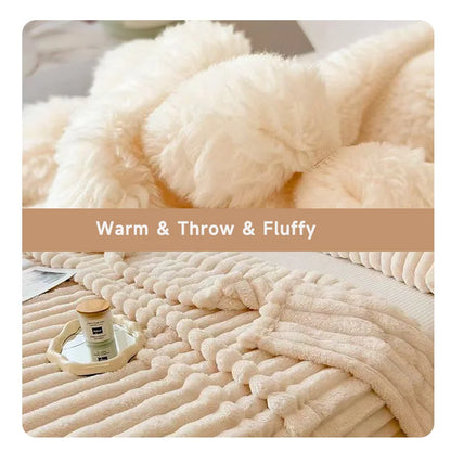 Fluffy Throw Blanket 250GSM – Soft Warm Plush Bubble Texture, Multiple Sizes & Colors