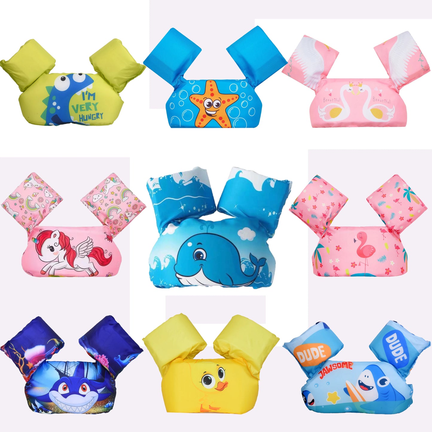 Kids Swim Float Vest with Arm Sleeves – Cartoon Design