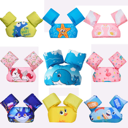 Kids Swim Float Vest with Arm Sleeves – Cartoon Design