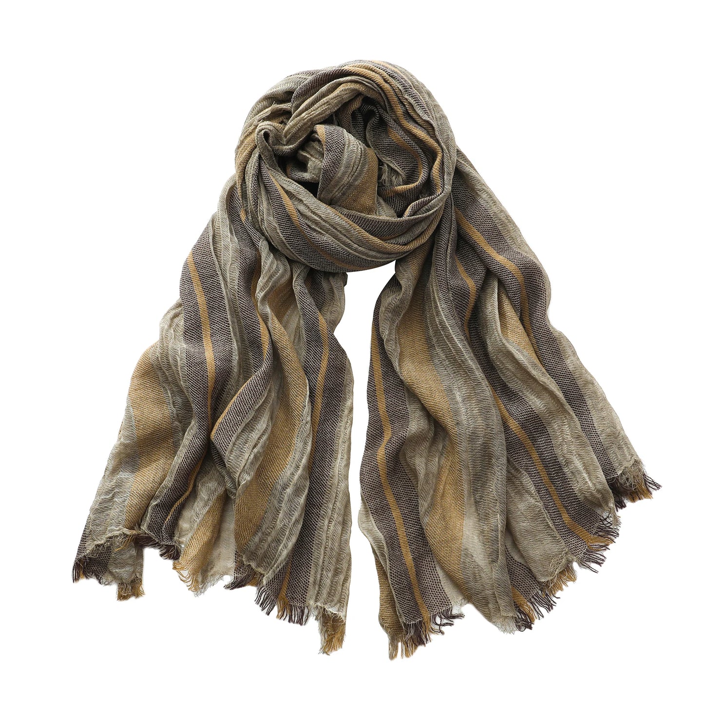 Men's Striped Cotton Linen Scarf – Warm Neckerchief Pashmina