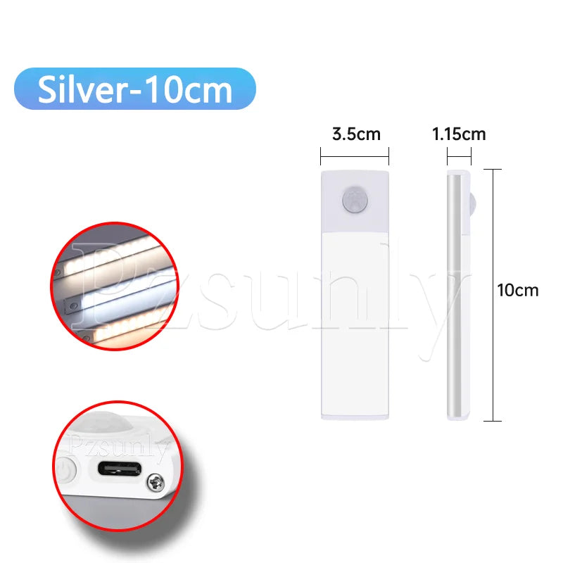 Motion Sensor LED Night Light – USB-C Rechargeable, 3 Color Modes, Stepless Dimming