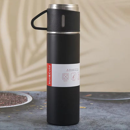 Vacuum Flask Gift Set with 3 Cups – Stainless Steel Thermos