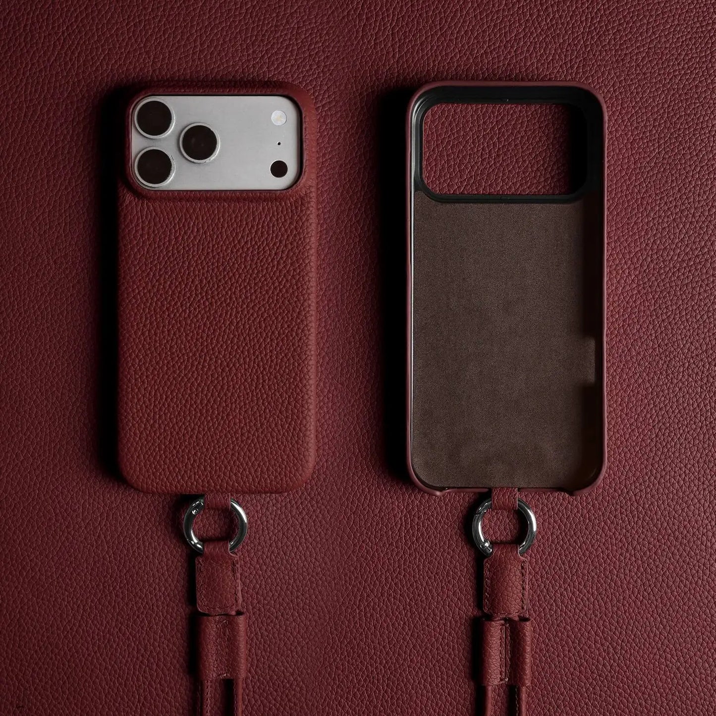 With Lanyard Genuine Leather iPhone Case