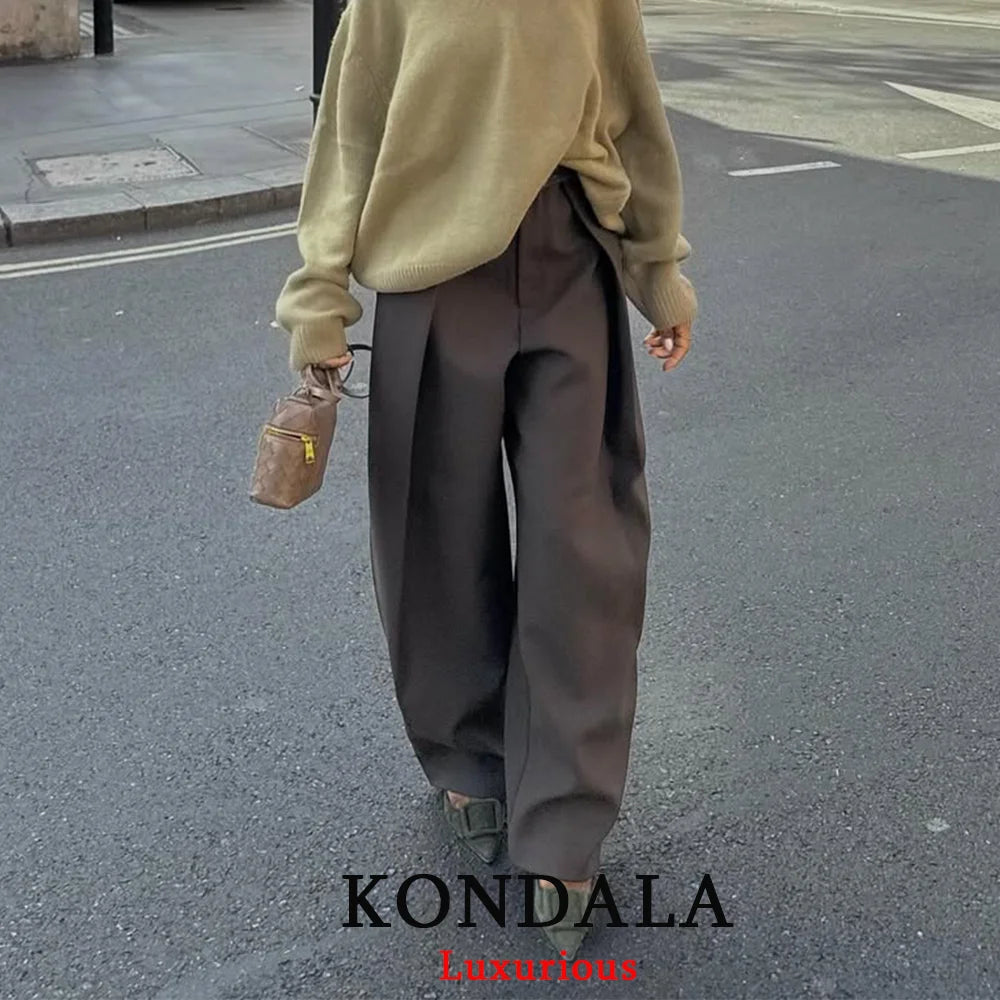Wide Leg Pants for Women – High Waist Pleated Trousers with Pockets