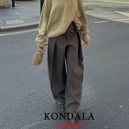 Wide Leg Pants for Women – High Waist Pleated Trousers with Pockets