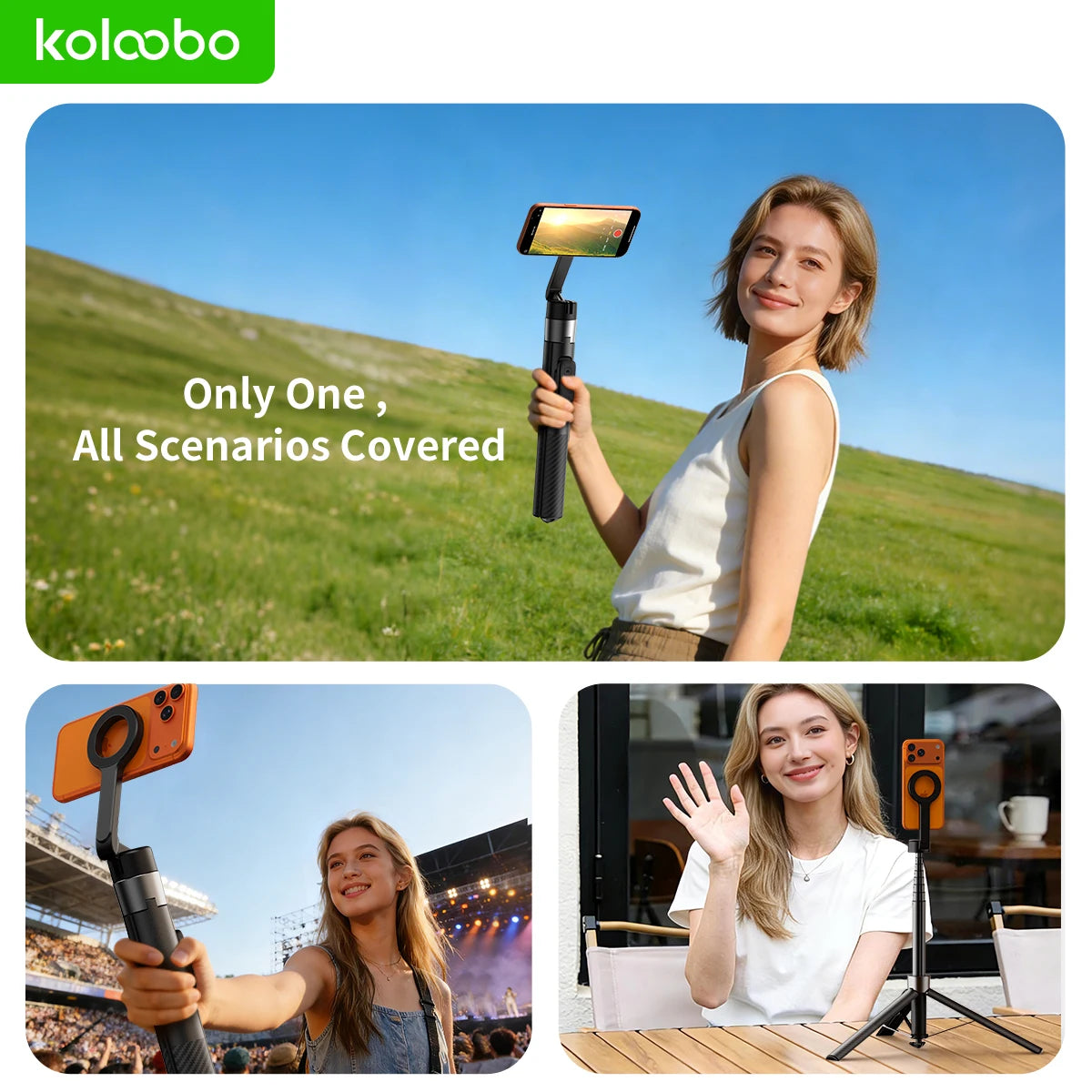 Magnetic Selfie Stick Tripod – 1.8m Extendable, Auto-Open, Foldable with Remote