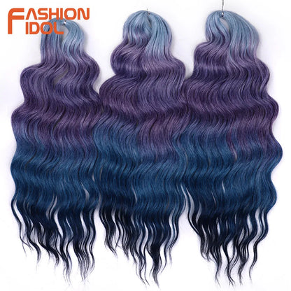 Deep Wave Braiding Hair Extensions 24 Inch – Synthetic Water Wave Crochet Hair