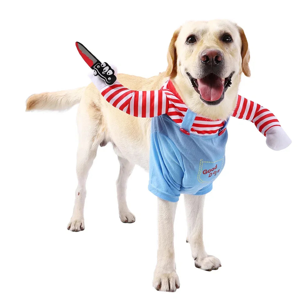 Funny Halloween Knife Holder Dog Costume for Small Medium Pets