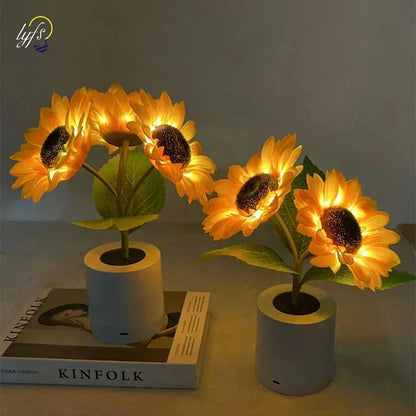 Sunflower LED Night Light – Rechargeable Bedside Decor Lamp