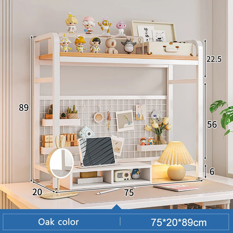 Multi-Layer Desktop Bookshelf with Wrought Iron Frame