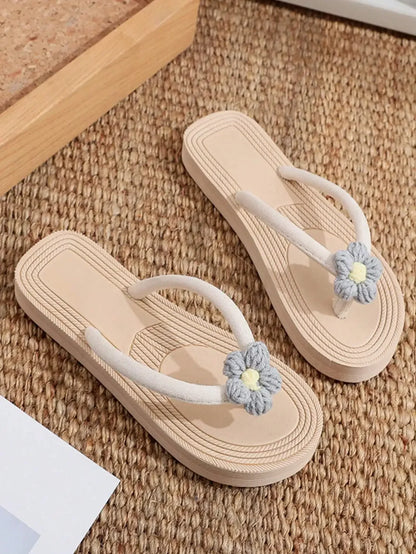 Women's Flower Thong Flip Flops Flat Open Toe Beach Sandals