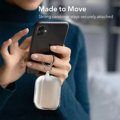 Clear TPU AirPods Case with Ring Clip – Shockproof Transparent Cover