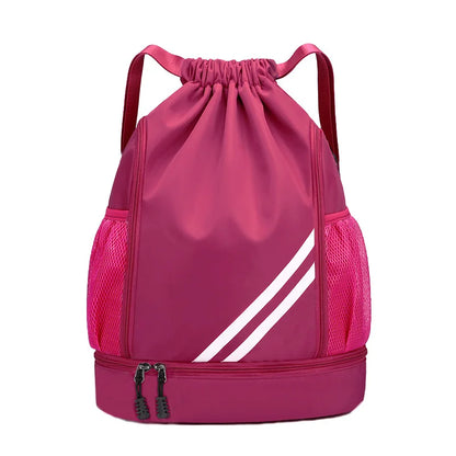 Sports Gym Drawstring Backpack with Shoe Compartment for Men & Women