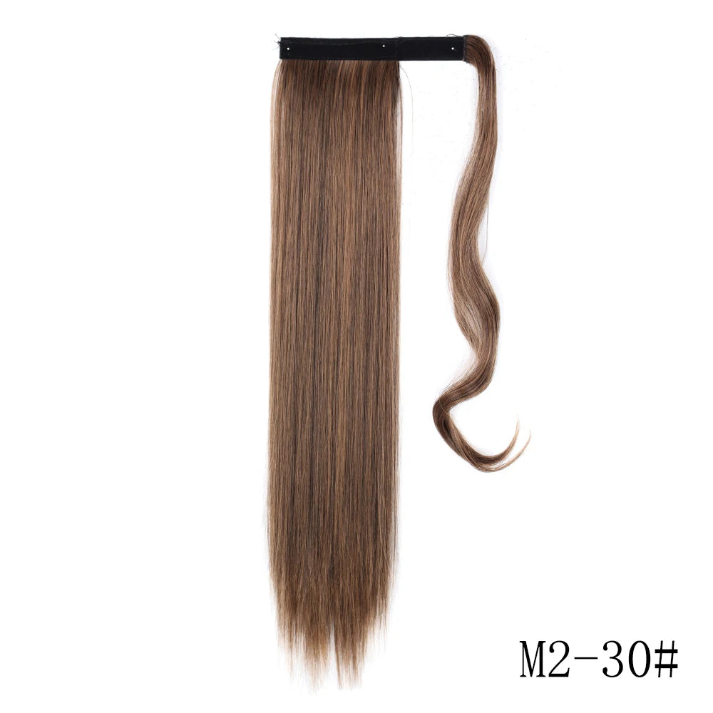 Wrap Around Ponytail Extension Synthetic Straight Hair 22-34 Inch