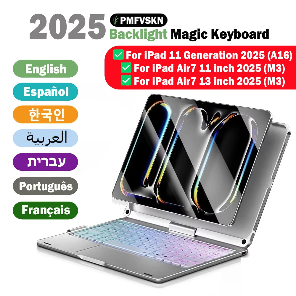 Keyboard Case for iPad Air M3 11/13 Inch & iPad 11th Gen A16
