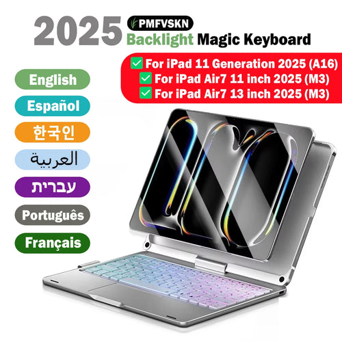 Keyboard Case for iPad Air M3 11/13 Inch & iPad 11th Gen A16