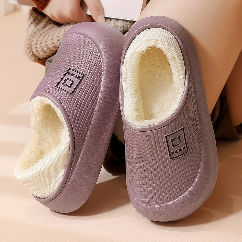 Waterproof Plush Slippers – Non-Slip Indoor & Outdoor, Men & Women