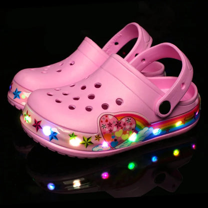Kids LED Light-Up Clog Sandals – Boys & Girls Summer Hollow Shoes