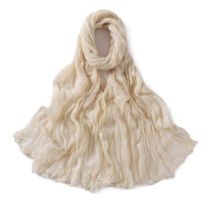 Women's Crinkle Cotton Voile Scarf – Lightweight Solid Color Shawl