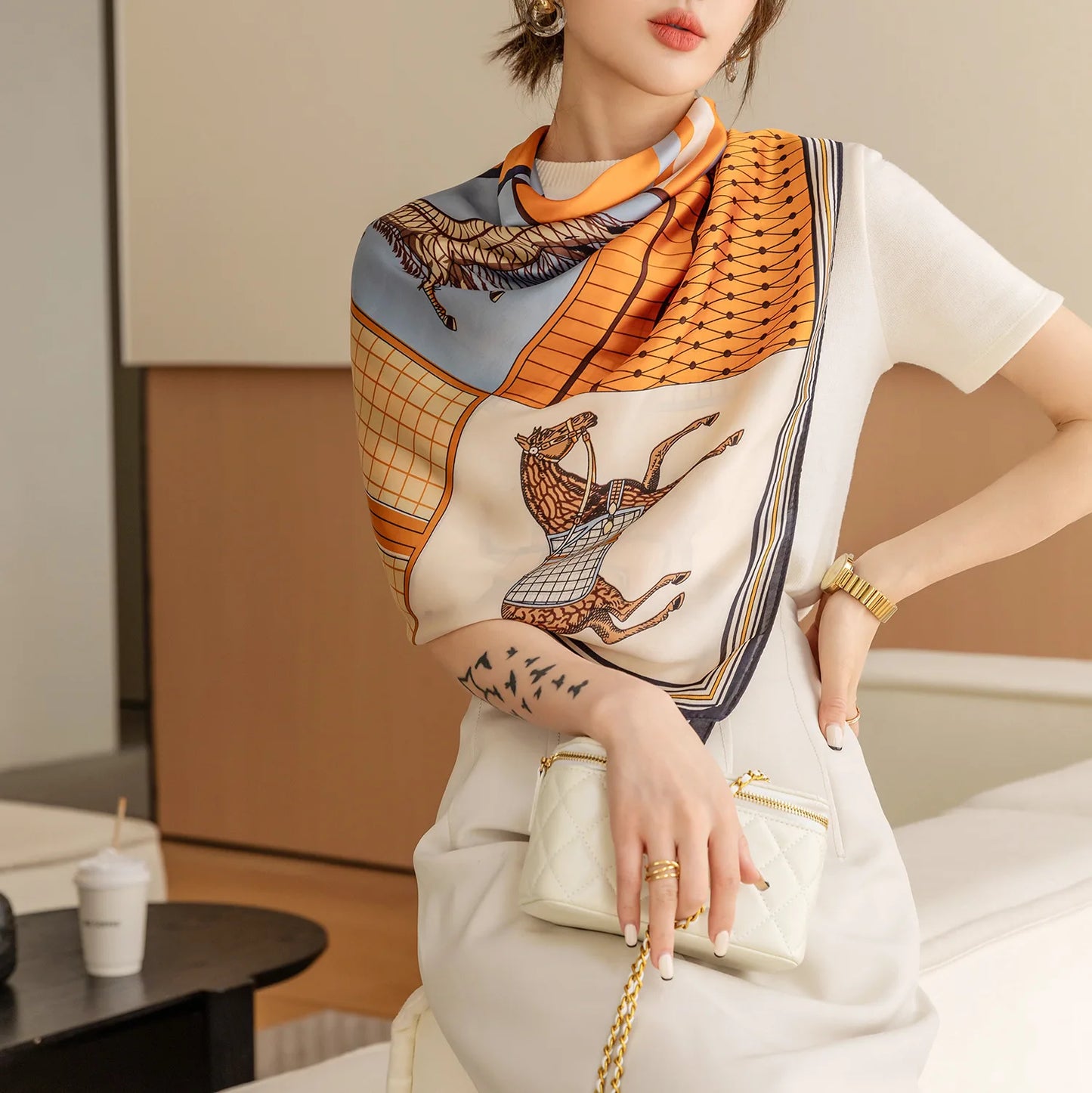 Silk-Feel Square Scarf for Women – Vintage Paisley Print Shawl & Head Wrap