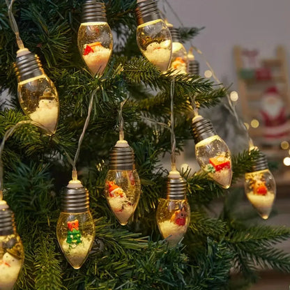 Christmas Snowball LED String Lights with Santa & Snowman Figurines