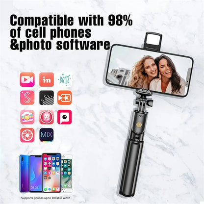 Mini Selfie Stick Tripod with LED Fill Light & Bluetooth Remote