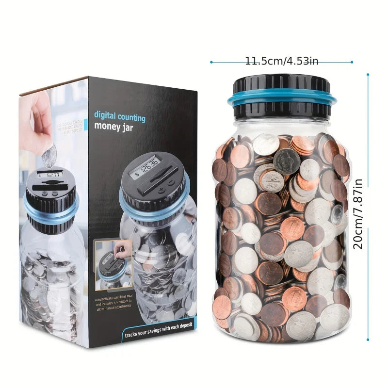 Digital Coin Counter Piggy Bank – Large Clear Savings Jar