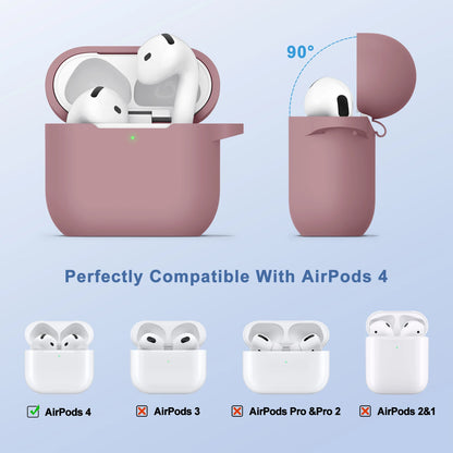 Silicone AirPods 4 Case with Wrist Strap & Carabiner Clip