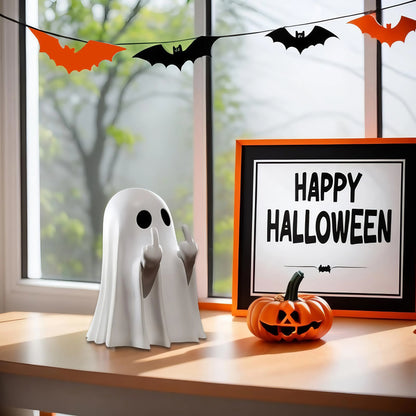 Halloween Ghost Statue – Funny Middle Finger Ghost Figurine Decor