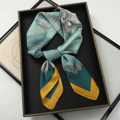 Silk Feel Square Scarf for Women – Satin Hair Wrap & Foulard Shawl