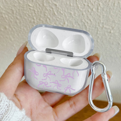 Pink Bow AirPods Case with Keychain – Clear Protective Cover