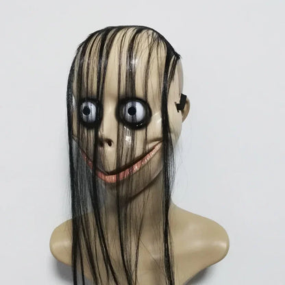 Halloween Horror Ghost Mask with Long Hair – Momo Cosplay Party Mask