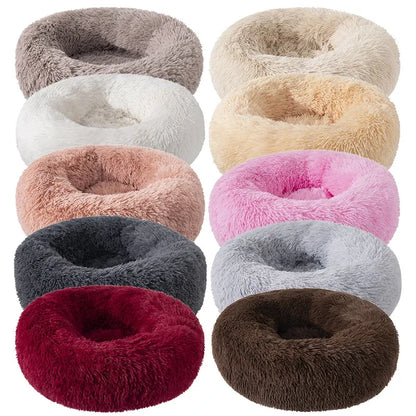 Calming Donut Cat Bed – Super Soft Plush Washable Pet Sleeping Cushion