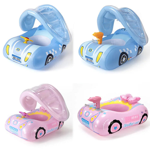 Kids Inflatable Pool Float Car Ride-On with Steering Wheel