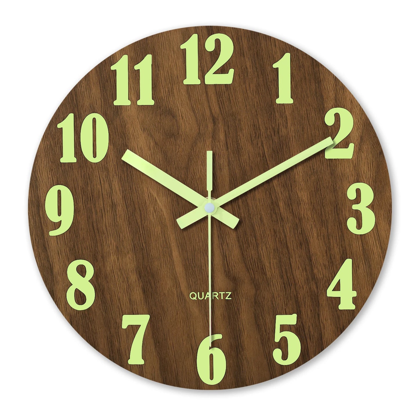 Luminous Wall Clock – Silent Wooden Nordic Glow-in-the-Dark Quartz Clock