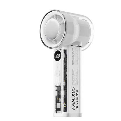 Handheld Mini Fan Transparent USB Rechargeable with Ice Pack & LED