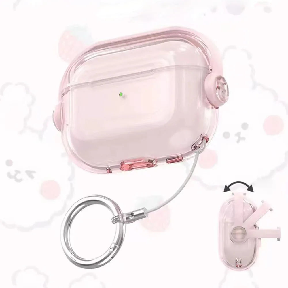 Clear AirPods Case with Security Lock Ring – Candy Color Cover